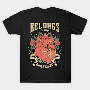 Valentine's Day My heart beats for my girlfriend edgy emo design heart T-Shirt